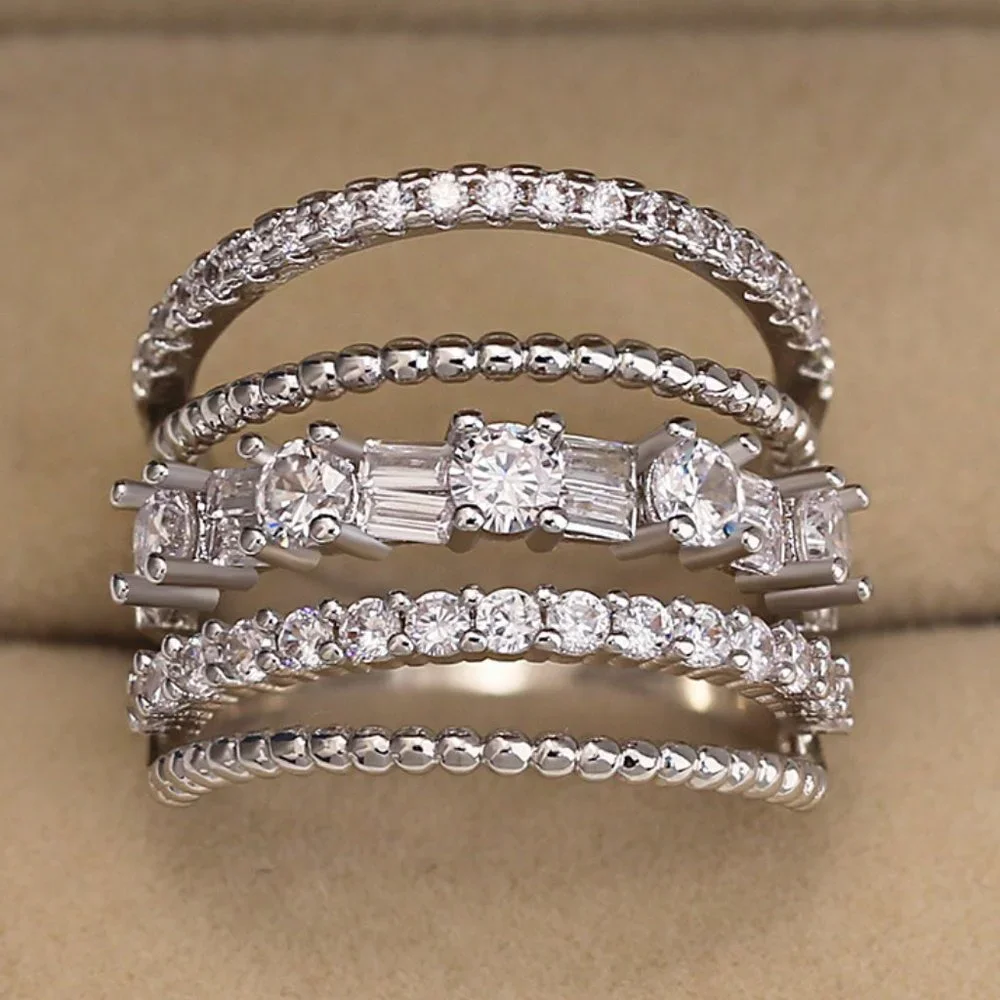 💥 Latest Design 925 Silver Plated White CZ Wedding Ring, FB16FA1133